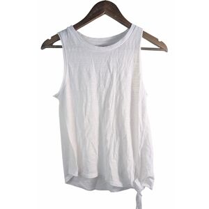 Anthropologie Maeve White Cotton Rayon Classic Tied Waist Tank Top